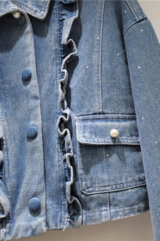 Ruffle-Trim Denim Jacket
