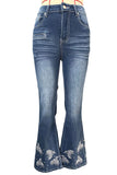 Patterned Flare Jeans