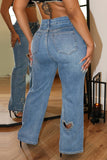 Heart-Detail Straight-Leg Jeans
