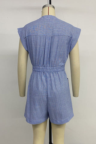Button-Front Striped Romper