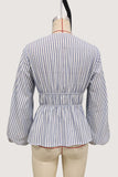 Tie-Front Striped Blouse