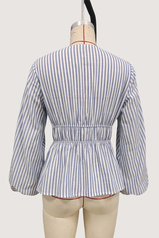 Tie-Front Striped Blouse