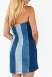 Patchwork Mini Dress with Square Neck