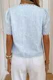 Patterned Button-Front Blouse