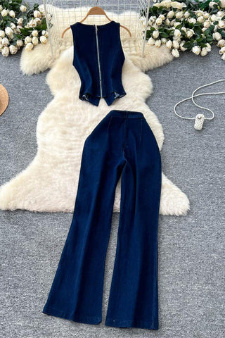 Asymmetric Button Pants Set