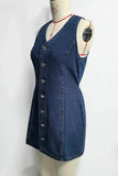 Button-Front Denim Mini Dress