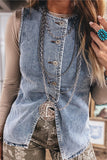 Button-Front Layered Tank Top