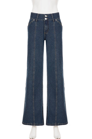 High-Waisted Wide Leg Denim Pants