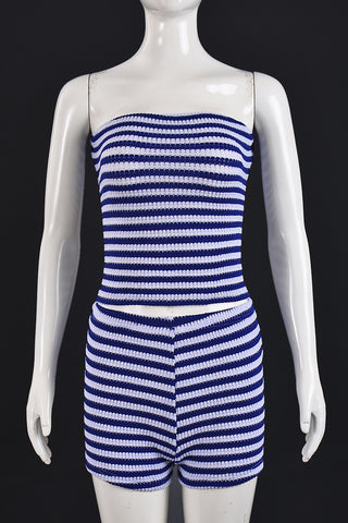 Strapless Striped Short Set