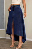 High-Slit Denim Skirt