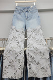 Lace Overlay Straight Jeans