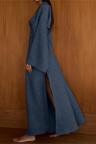 Long Sleeve Wrap Maxi Dress