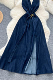 Halter Tie Denim Dress