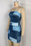 Strapless Patchwork Mini Dress