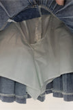Pleated Denim Mini Skirt