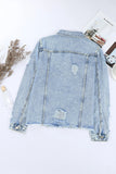 Distressed Raw Hem Denim Jacket
