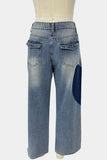 Wide-Leg Casual Denim Pants