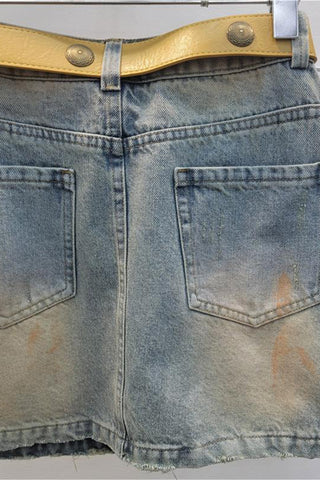 Embellished Bow Denim Skirt