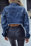 Cropped Button-Front Denim Jacket