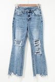 Raw Hem Ripped Knee Flare Jeans
