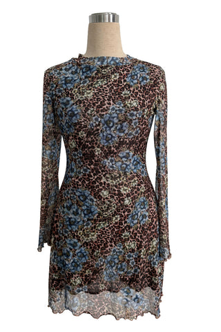 Floral and Leopard Print Casual Dress