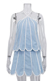Scalloped Hem Skirt Set