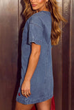 Heart-Embellished Denim Dress