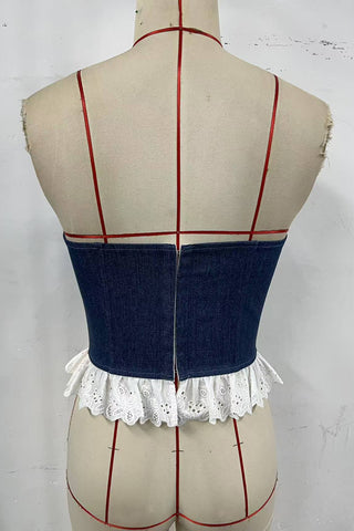 Lace-Up Denim Corset Tank