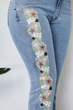 Floral Detail Flare Jeans