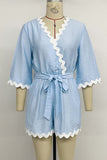 Scalloped Trim Wrap Romper