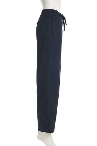 Relaxed Fit Elastic Waist Casual Pants