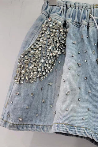 Embellished Button-Front Casual Shorts
