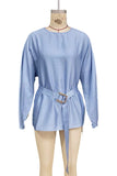Belted Batwing Sleeve Blouse