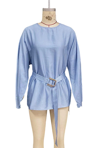 Belted Batwing Sleeve Blouse