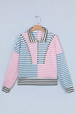 Striped Half-Zip Pullover Hoodie