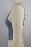 Square-Neck Denim Tank Top