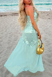 Sequined Overlay Evening Dress