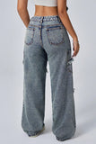 Distressed Wide-Leg Denim Pants