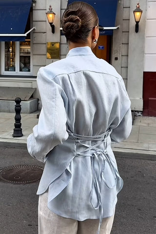Button-Up Long Sleeve Blouse
