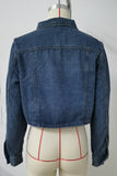 Cropped Button-Front Denim Jacket