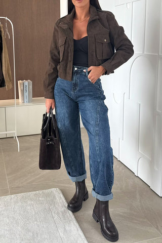 High-Waisted Straight-Leg Jeans