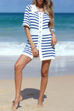 Striped Button-Front Beach Dress