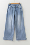 Button-Front Wide-Leg Jeans