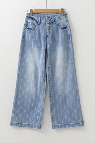 Button-Front Wide-Leg Jeans