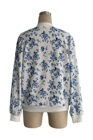 Floral Zip-Up Bomber Jacket
