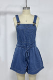 Casual Tie-Waist Denim Romper