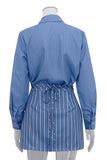 Striped Skirt Set with Collar