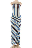 Strapless Striped Maxi Dress