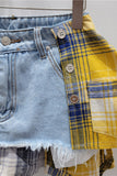 Patchwork Denim Mini Skirt