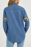 Patterned Denim Jacket with Button Front